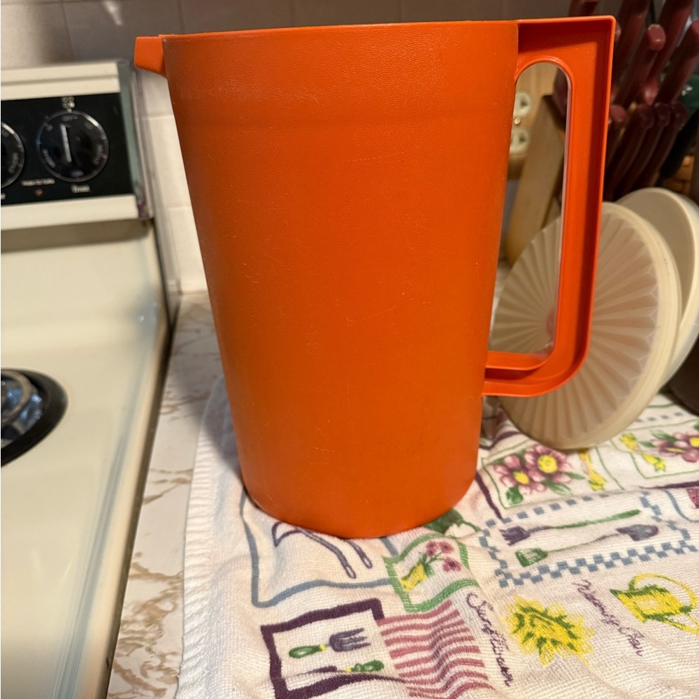 Vintage Orange and Brown Pitcher Set - Picture 5 of 5